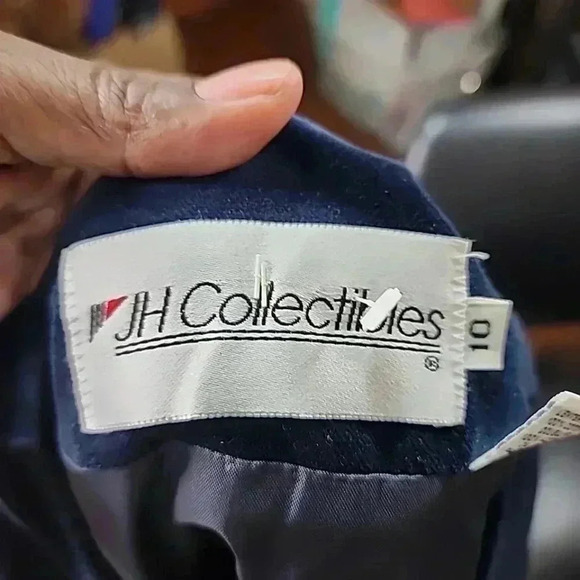 JH Collection Vintage 80s Velvet Quilted Blazer Military style Jacket. Size 10 - Picture 8 of 14